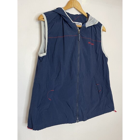 Columbia Women's XL Blue Zip Up Hooded Windbreaker Vest Active - Picture 2 of 9